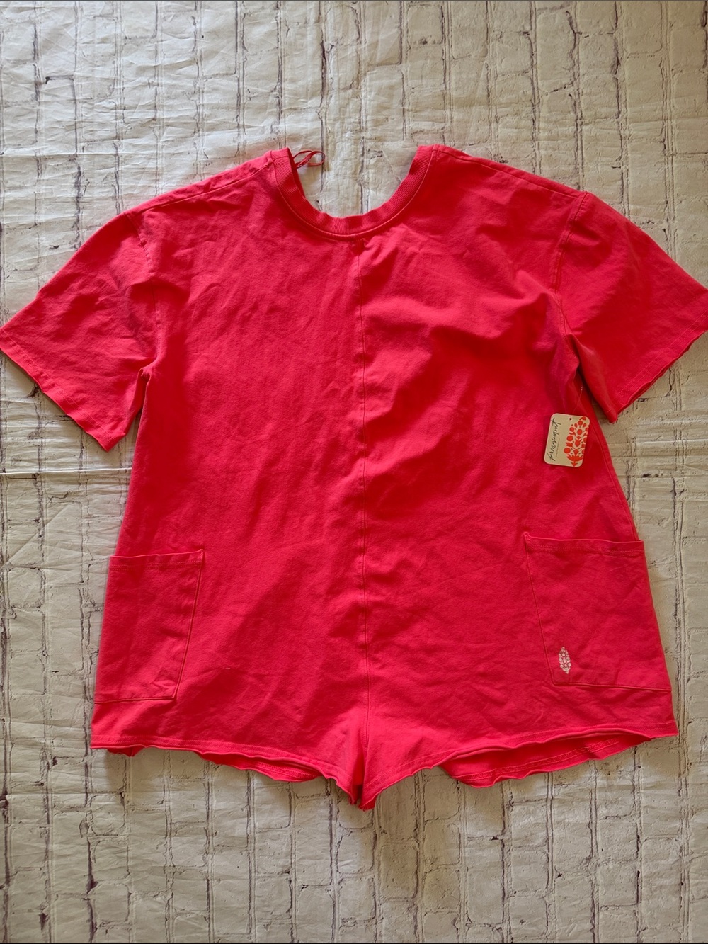 Free People Movement NWT Hot Shot T-Shirt Romper in Electric Sunset Pink Small - Picture 6 of 7